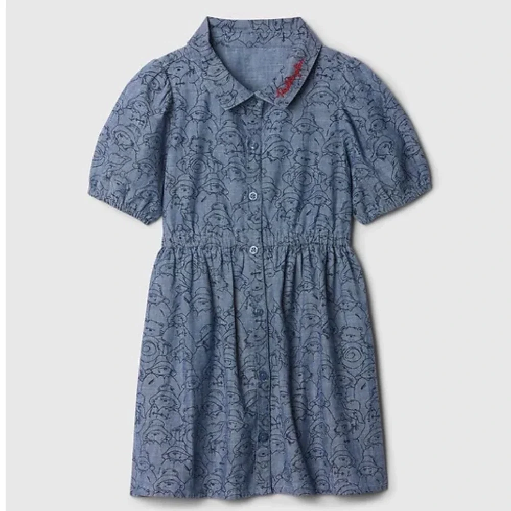 Baby Gap Paddington Bear Blue Chambray Button Front‎ Dress Short Sleeve 2T